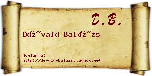 Dévald Balázs névjegykártya